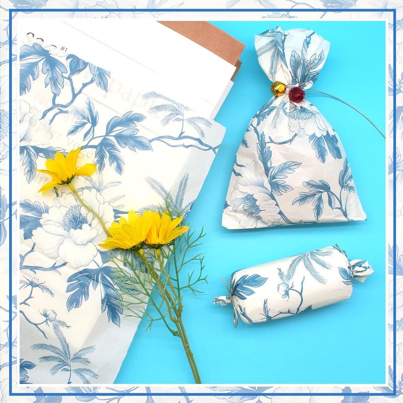 Benvo Floral Tissue Paper 20x29 Inch - 20 Sheets Decoupage Craft Paper for Gift Wrapping, Flower DIY Art Projects, Spring Wedding, Birthday & Baby Shower Decorations(Style M) - Image 4
